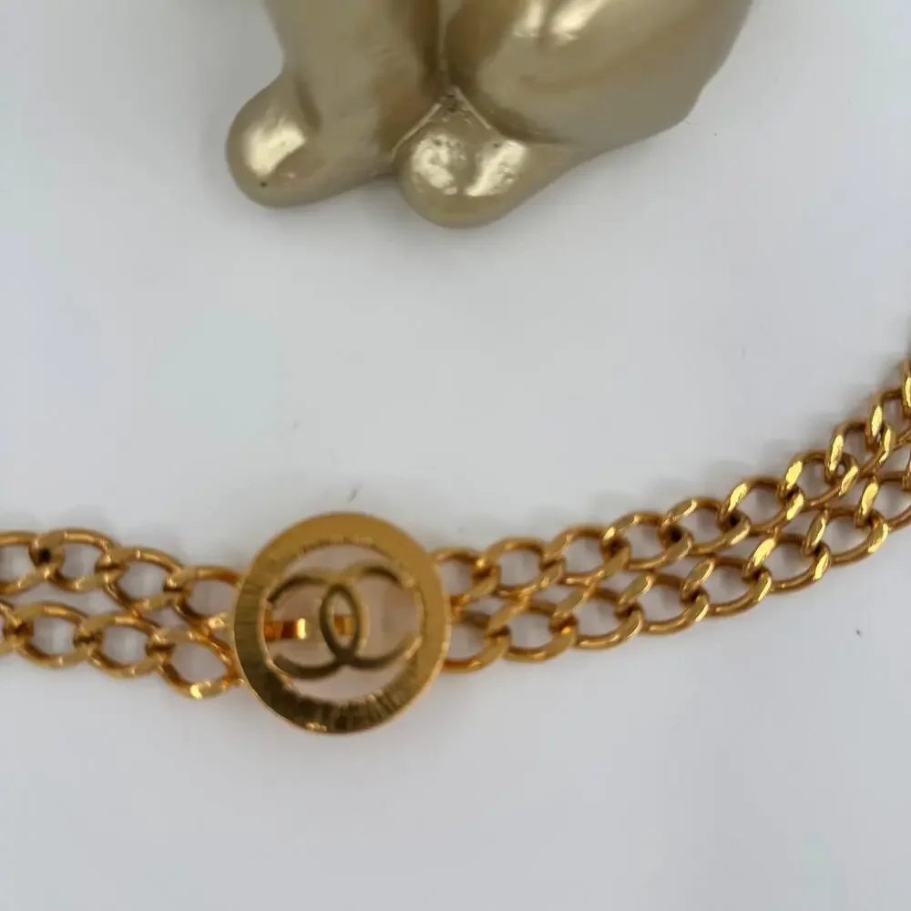 Chanel Vintage Double Layer Belt with CC Sunburst Medallion 31